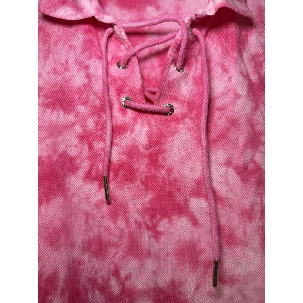 Tommy Hilfiger Pink Tie Dye Polo Dress Lace Up Cotton Size Medium NWT - Picture 5 of 11